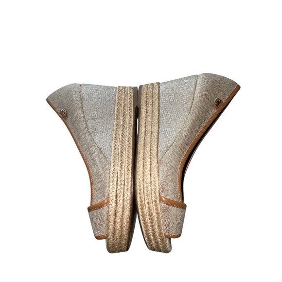 TORY BURCH Plata Royal MAJORCA Platform Wedge Peep Toe Sandals 39/9 - Picture 9 of 13